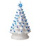Casafield Hand Painted Ceramic Christmas Tree, White 15-Inch Pre-Lit Tree with 128 Pink and Blue Lights and 2 Star Toppers